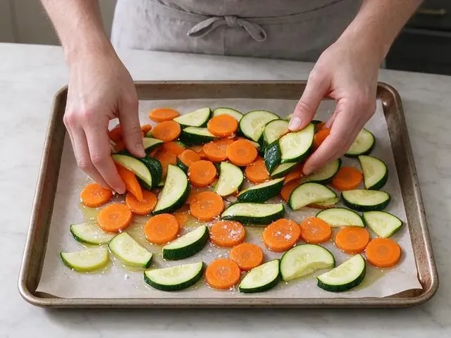 Roasted Salmon with Garlic-Dill Carrots and Zucchini, step 2