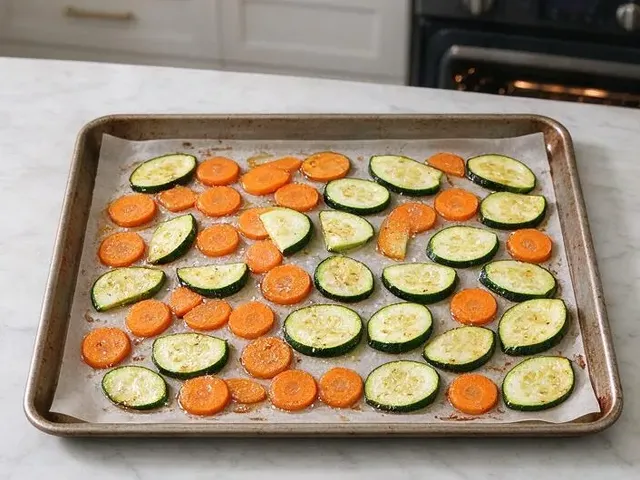Roasted Salmon with Garlic-Dill Carrots and Zucchini, step 3