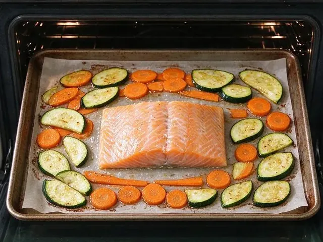 Roasted Salmon with Garlic-Dill Carrots and Zucchini, step 6