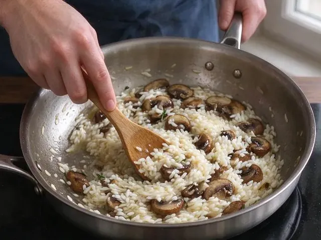 Dairy-free mushroom risotto, step 3