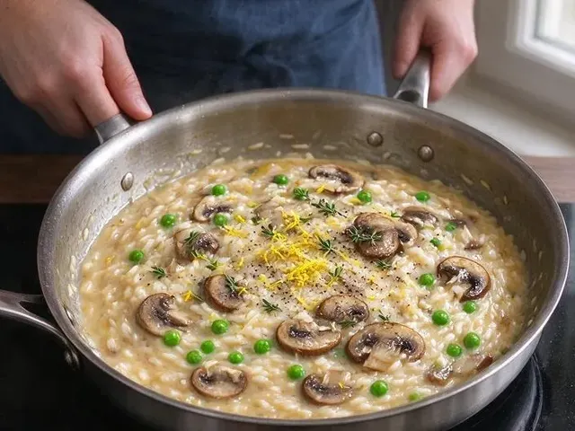 Dairy-free mushroom risotto, step 6