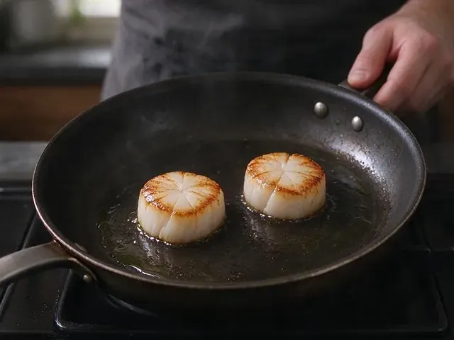Seared scallops with cauliflower puree, step 4