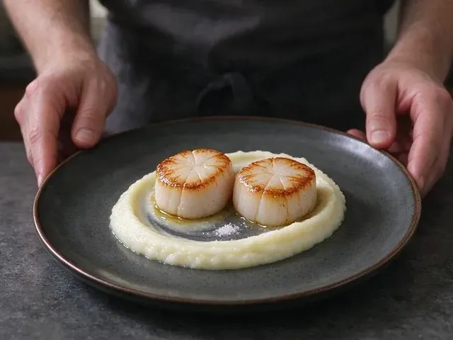 Seared scallops with cauliflower puree, step 5