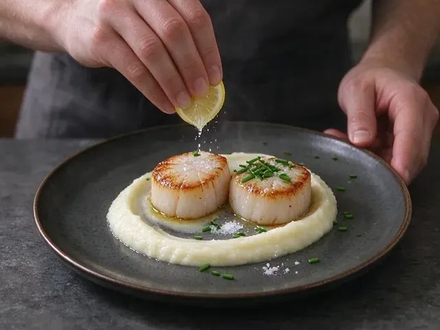 Seared scallops with cauliflower puree, step 6