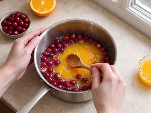 Homemade cranberry sauce, step 1