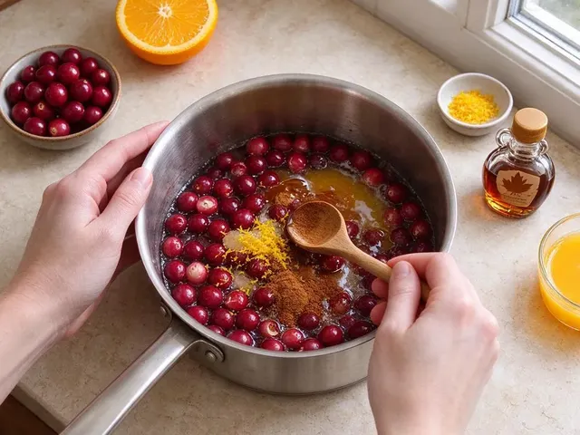 Homemade cranberry sauce, step 2