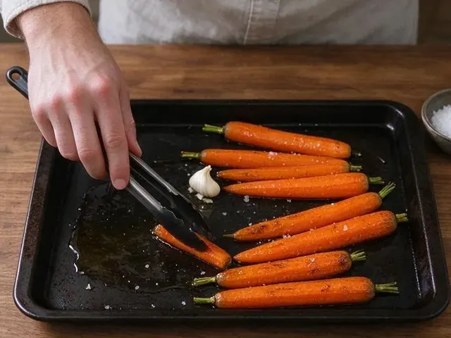 Crispy-Skin Trout with Orange, Roasted Carrots and Spinach, step 3