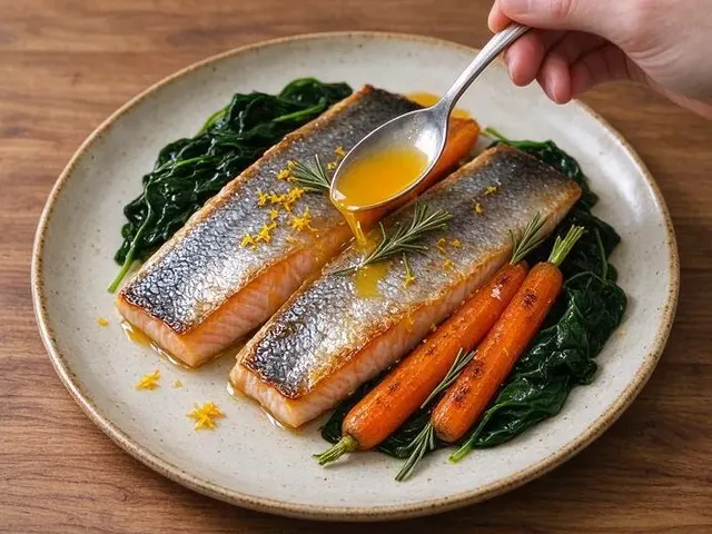 Crispy-Skin Trout with Orange, Roasted Carrots and Spinach, step 7