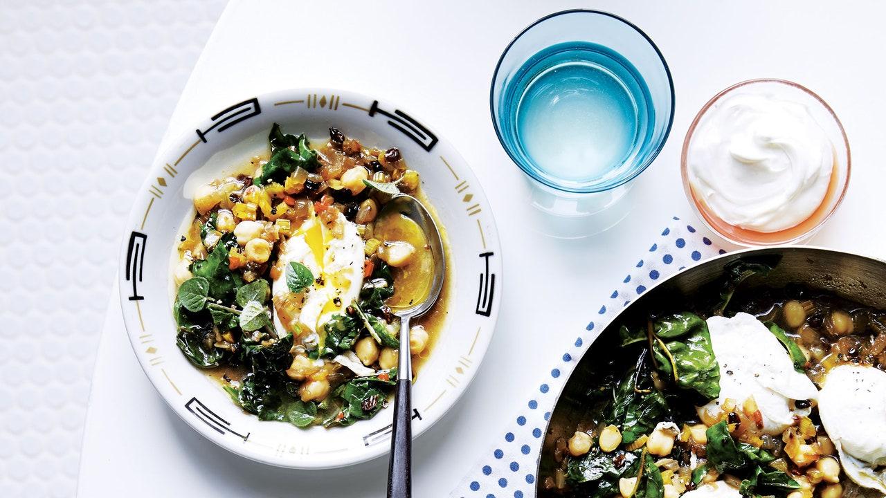 Chickpeas and Chard with Poached Eggs Chickpeas and Chard with Poached Eggs