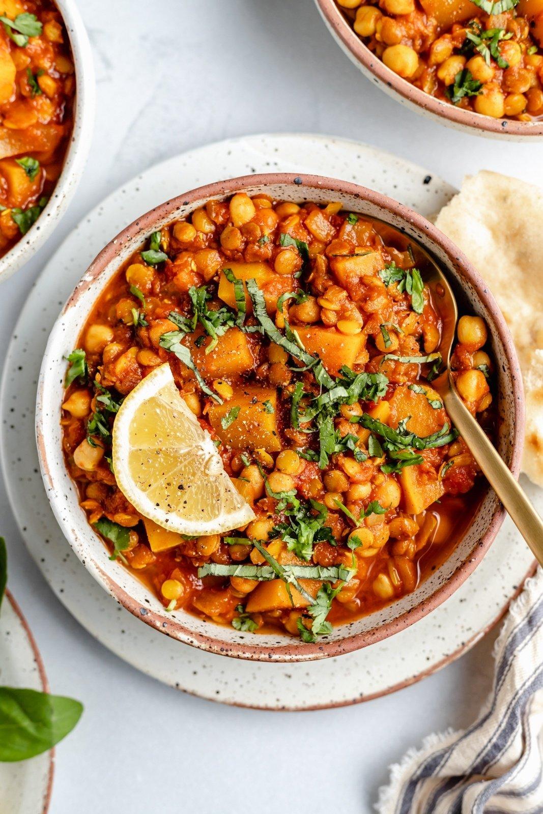 Butternut Squash, Chickpea & Lentil Moroccan-Spiced Stew Butternut Squash, Chickpea & Lentil Moroccan-Spiced Stew