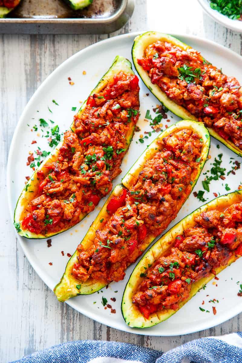 Italian Zucchini Boats {Paleo, Whole30, Keto, Low FODMAP} Italian Zucchini Boats {Paleo, Whole30, Keto, Low FODMAP}