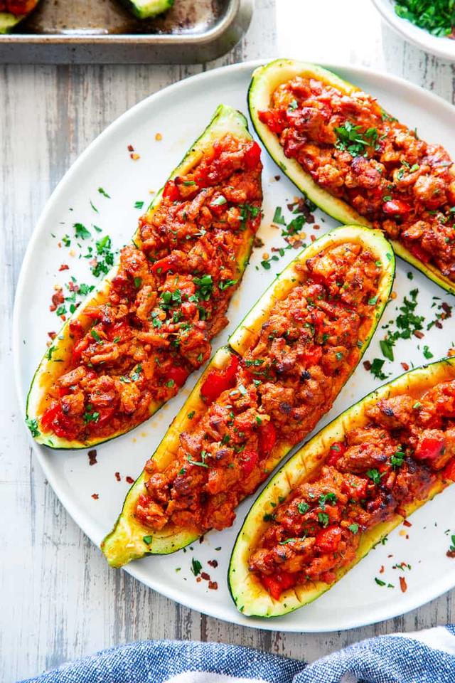 Italian Zucchini Boats {Paleo, Whole30, Keto, Low FODMAP} Italian Zucchini Boats {Paleo, Whole30, Keto, Low FODMAP}