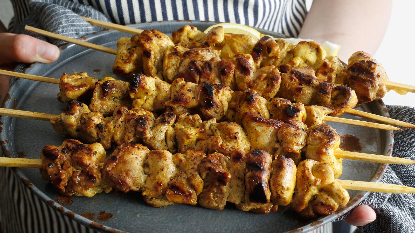 Chicken-Thigh Kebabs With Turmeric, Chile and Saffron Chicken-Thigh Kebabs With Turmeric, Chile and Saffron