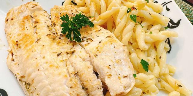Pan-Seared Lemon Tilapia with Parmesan Pasta Pan-Seared Lemon Tilapia with Parmesan Pasta
