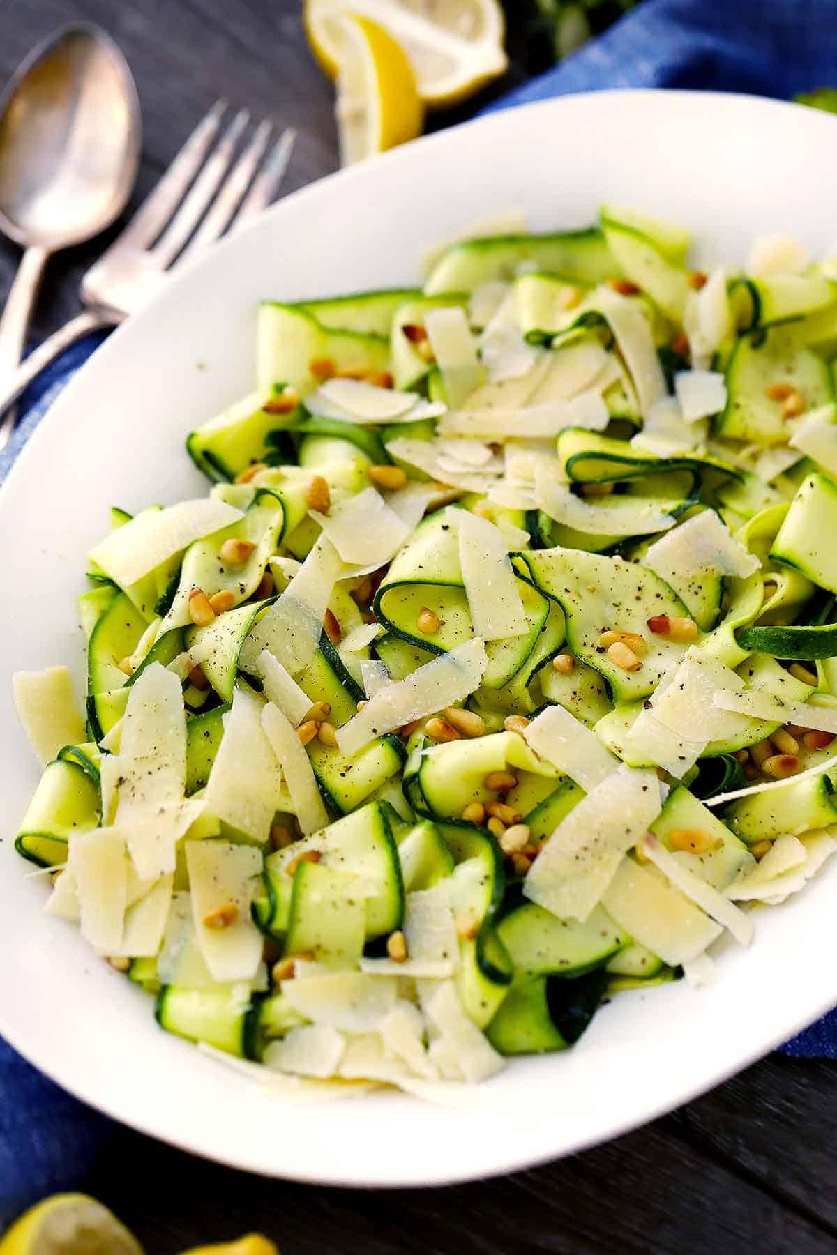 Zucchini Ribbon Salad with with Lemon, Parmesan, and Pine Nuts Zucchini Ribbon Salad with with Lemon, Parmesan, and Pine Nuts