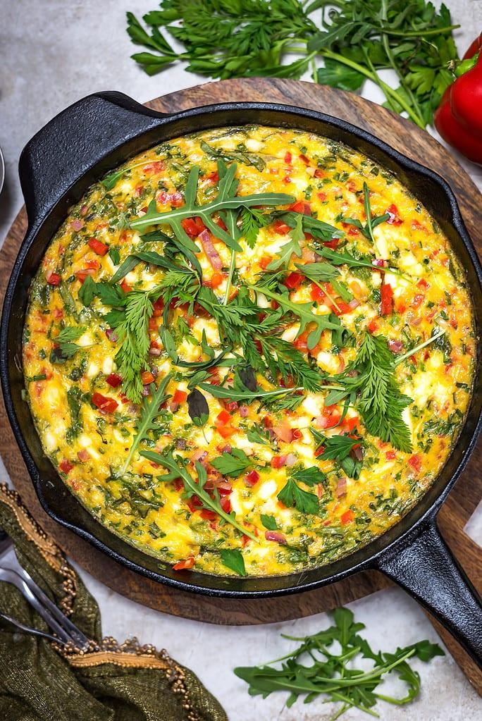 Feta, Red Pepper, and Herb Frittata Feta, Red Pepper, and Herb Frittata