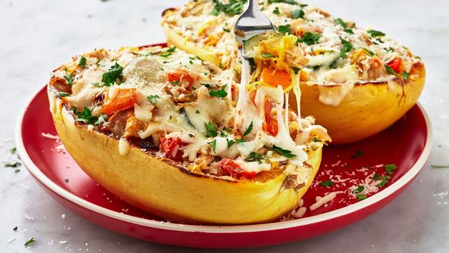 Chicken Primavera Spaghetti Squash Boats Chicken Primavera Spaghetti Squash Boats