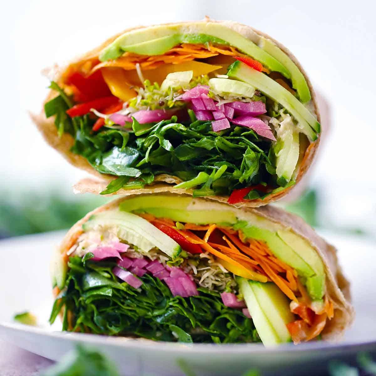 Veggie Wraps with Hummus and Avocado Veggie Wraps with Hummus and Avocado