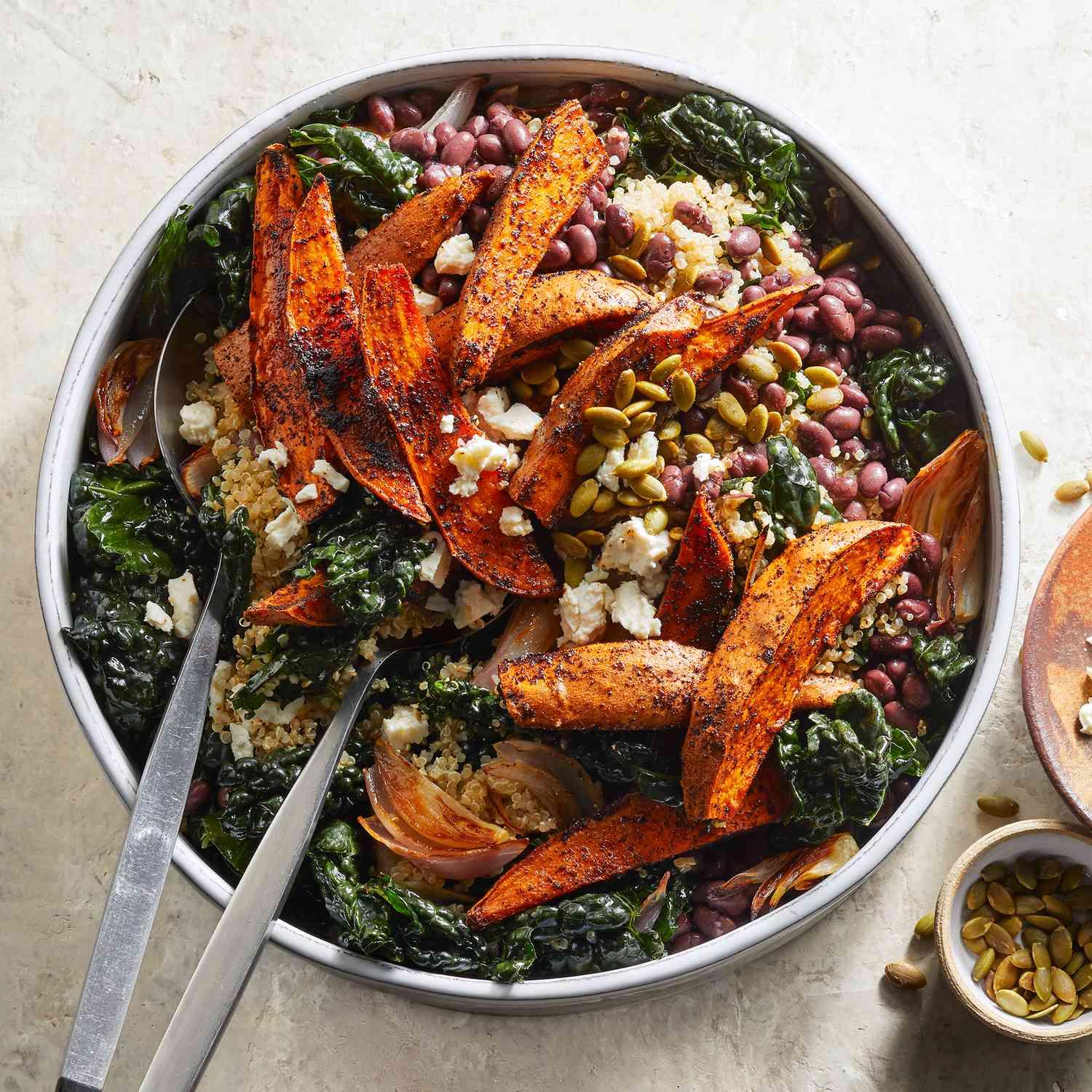 Massaged Kale Salad with Roasted Sweet Potato & Black Beans Massaged Kale Salad with Roasted Sweet Potato & Black Beans