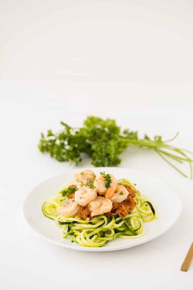 Romesco Garlic Shrimp with Zucchini Noodles Romesco Garlic Shrimp with Zucchini Noodles
