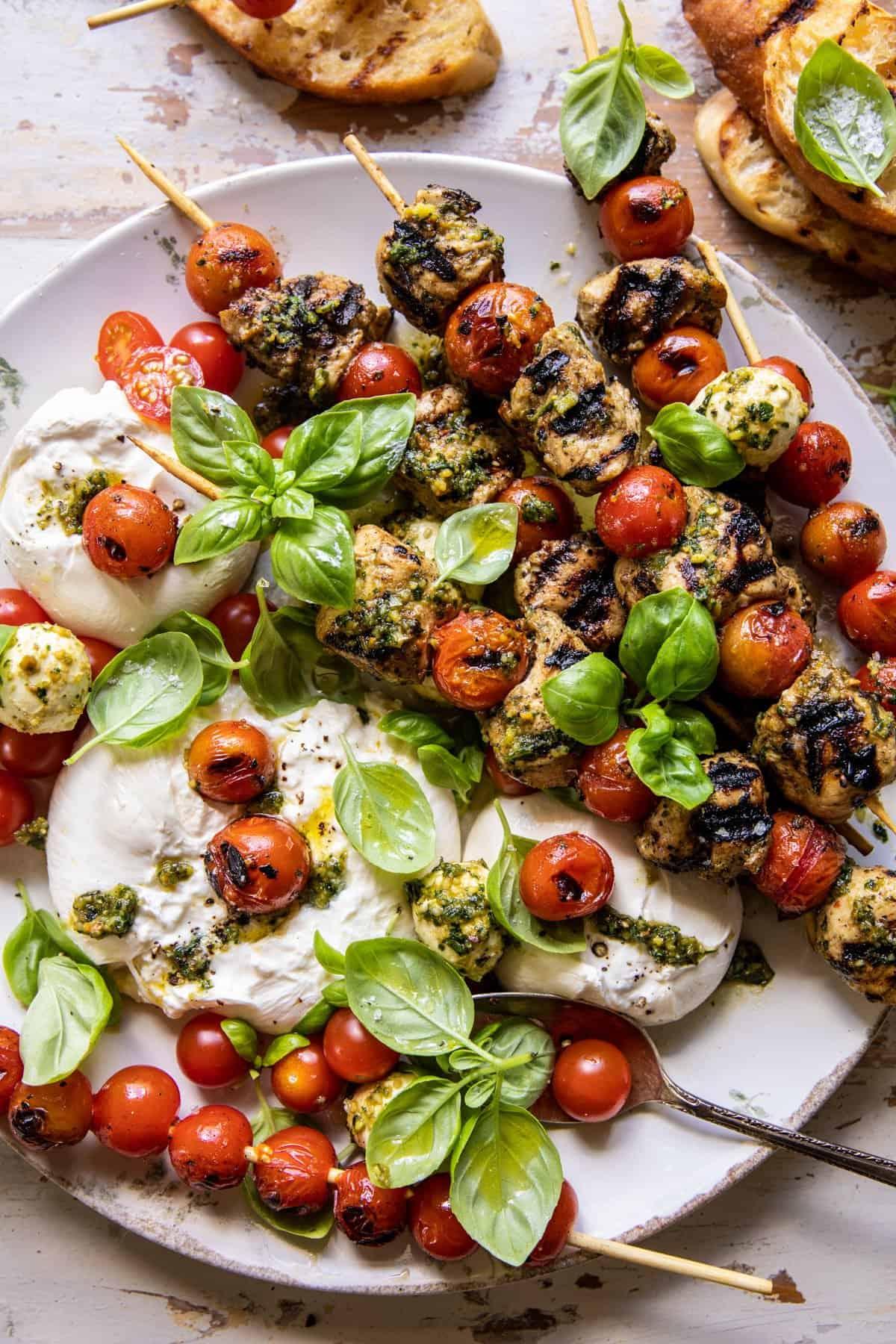 Grilled Caprese Pesto Chicken Skewers Grilled Caprese Pesto Chicken Skewers